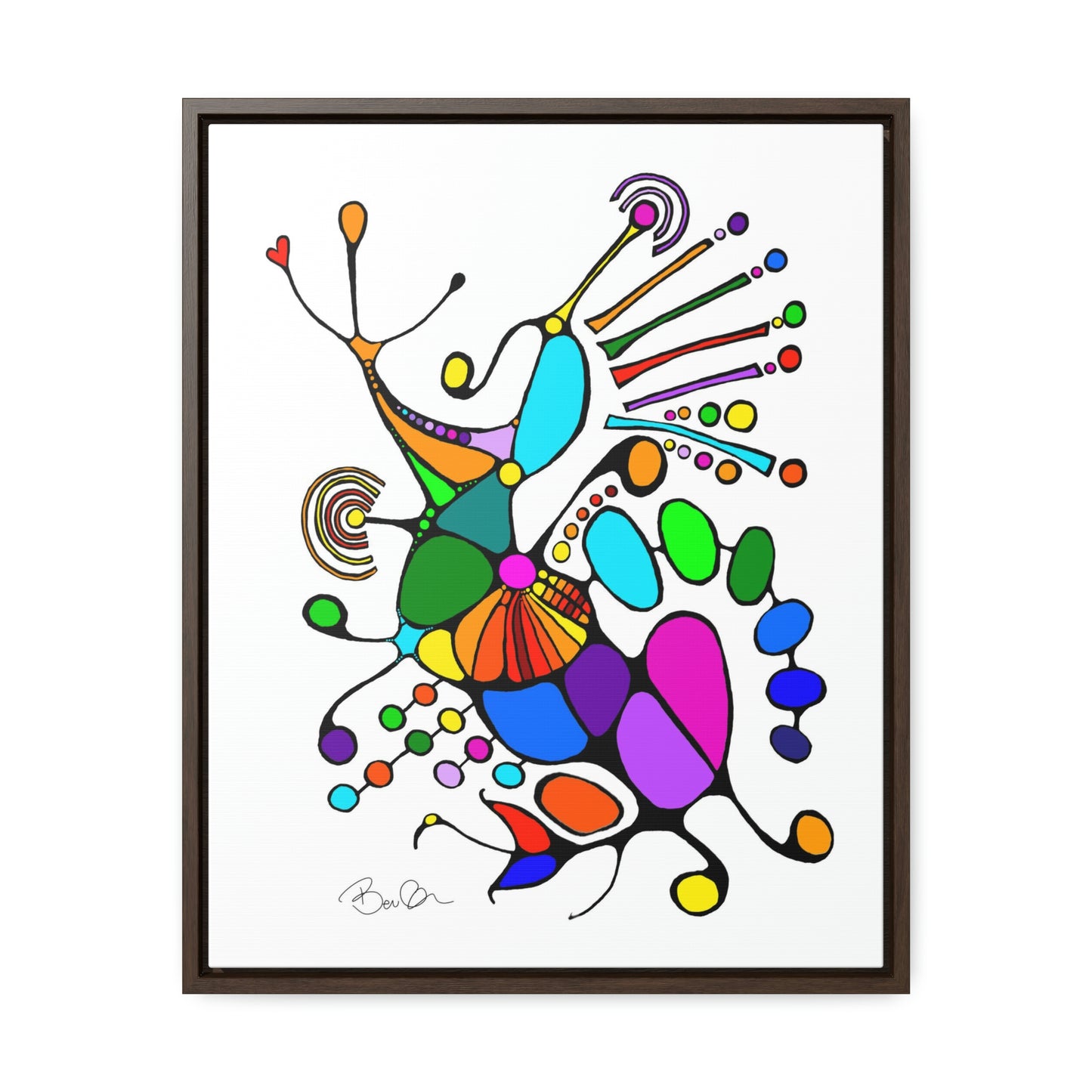 Gallery Canvas Wraps - "Jungle Jive" - Framed Doodle Painting with Hidden Heart